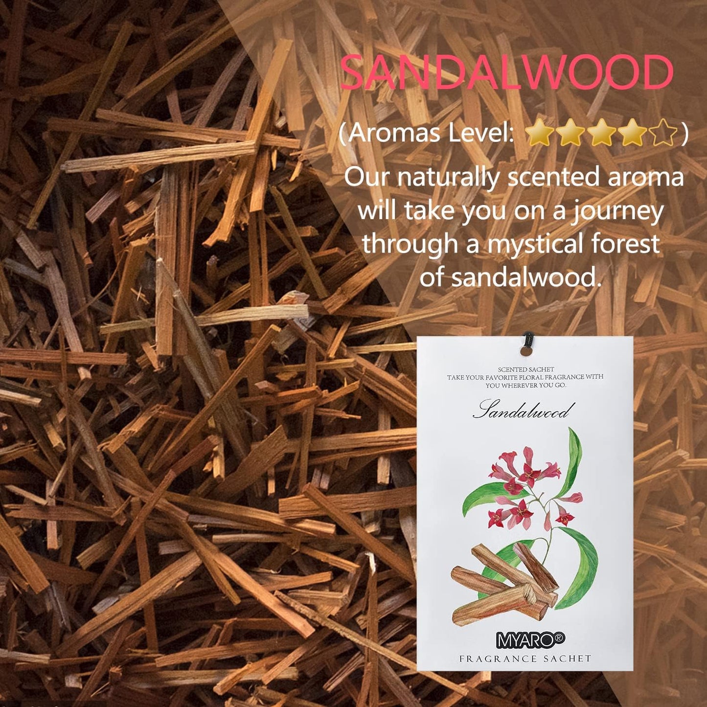 MYARO Scented Sachet House Air Freshener - 12 Pack Long Lasting Sandalwood Fragrance Deodorizer for