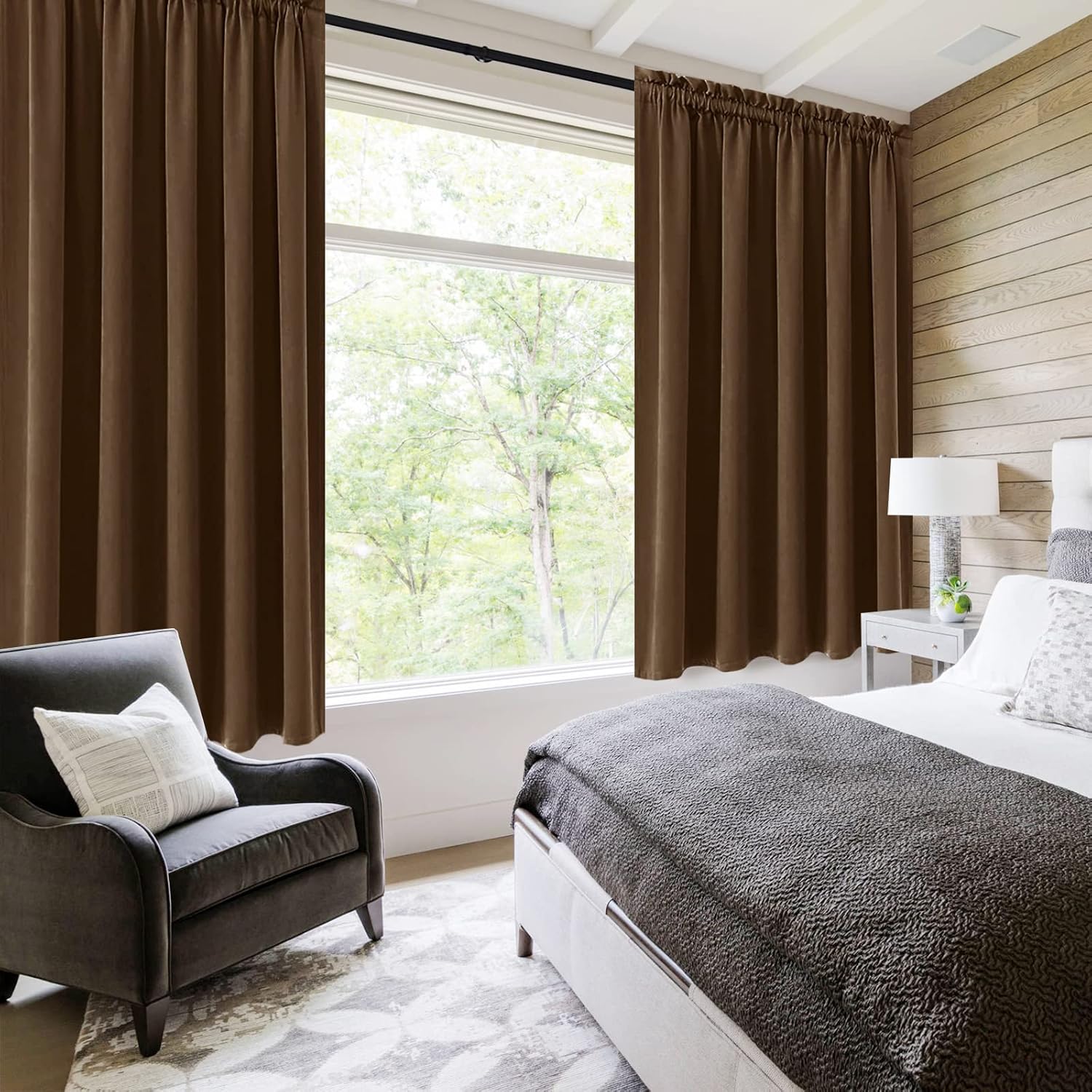 DWCN Short Brown Blackout Curtains for Half Window, Thermal Insulated Energy Saving Room Darkening