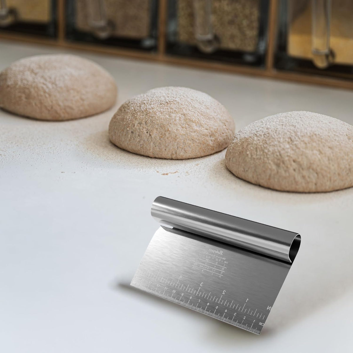 Bakerpan Stainless Steel Heavy Duty Dough Cutter, 3 Size Set - Metal Bench Scraper Kitchen