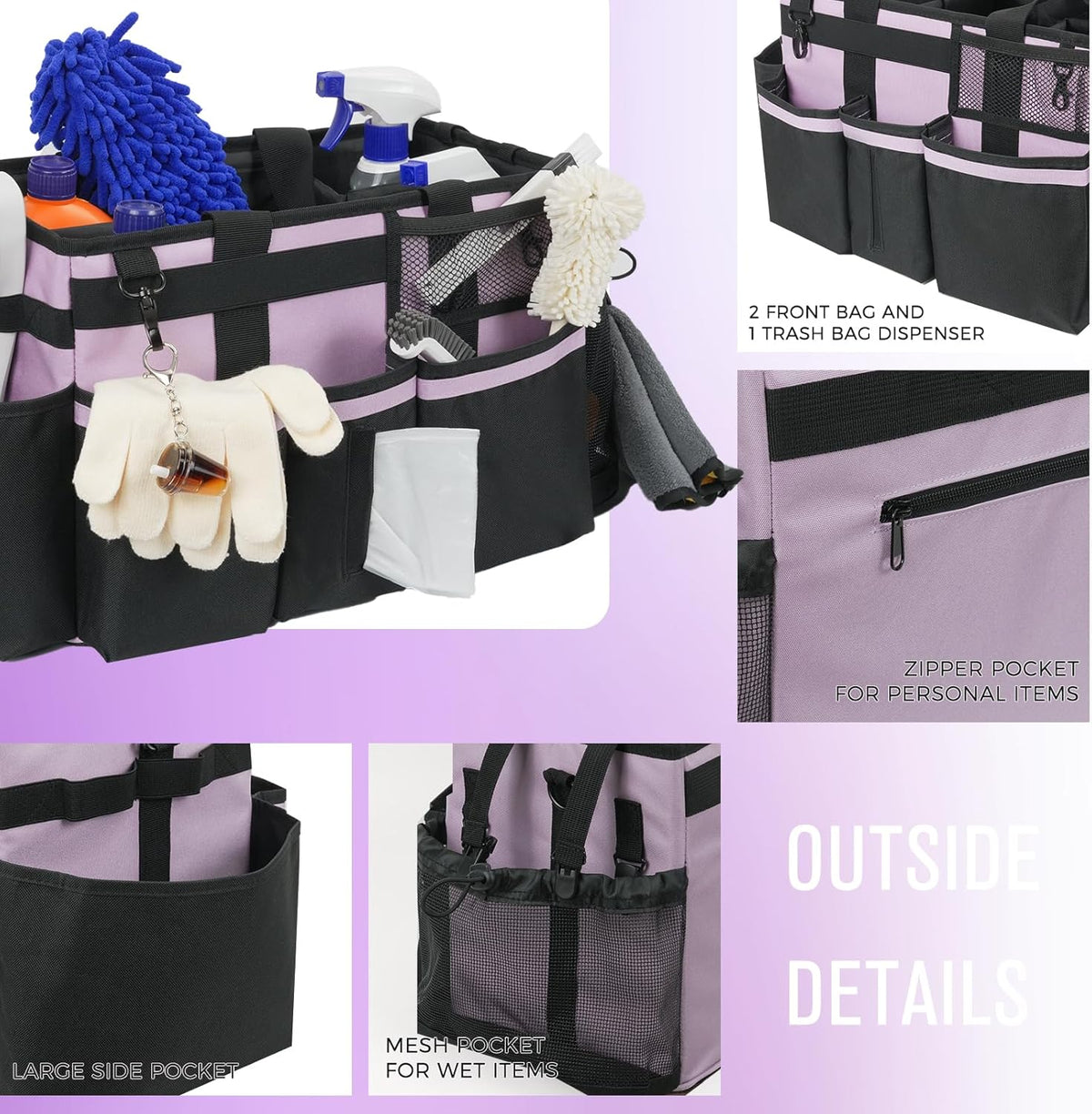 Wearable Cleaning Caddy, Cleaning Caddy Supplies Organizer with Handle & Shoulder Straps for