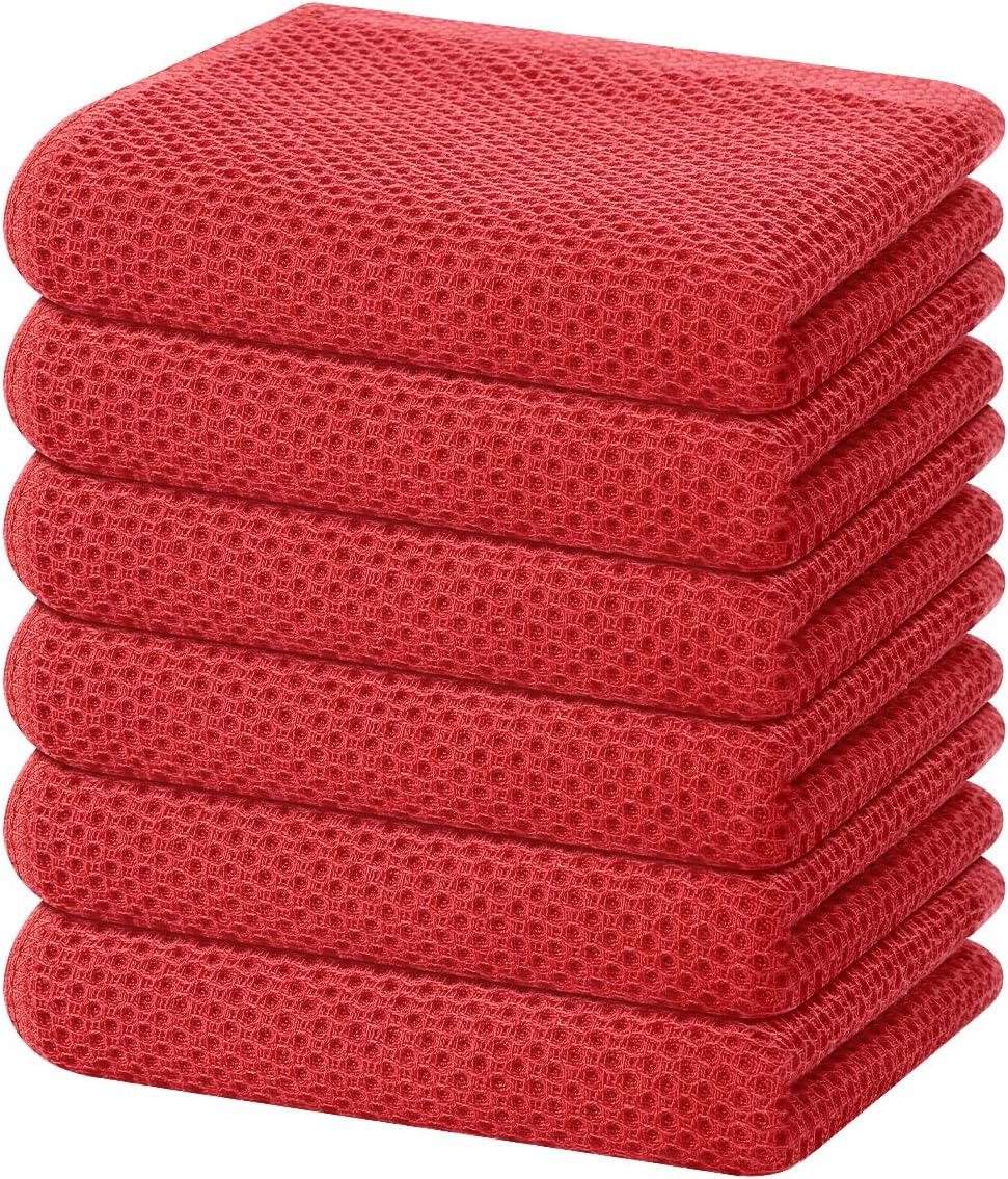 Homaxy 100% Cotton Waffle Weave Kitchen Dish Towels, Ultra Soft Absorbent Quick Drying Cleaning