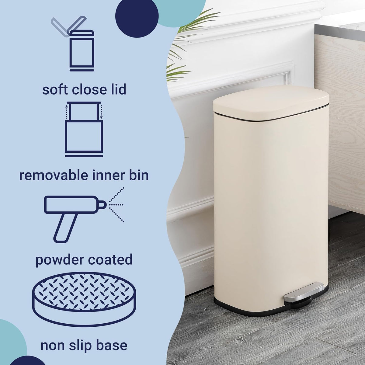 happimess HPM1011I Curtis 8-Gallon Step-Open Trash Can, Fingerprint Resistant, Modern, Minimalistic