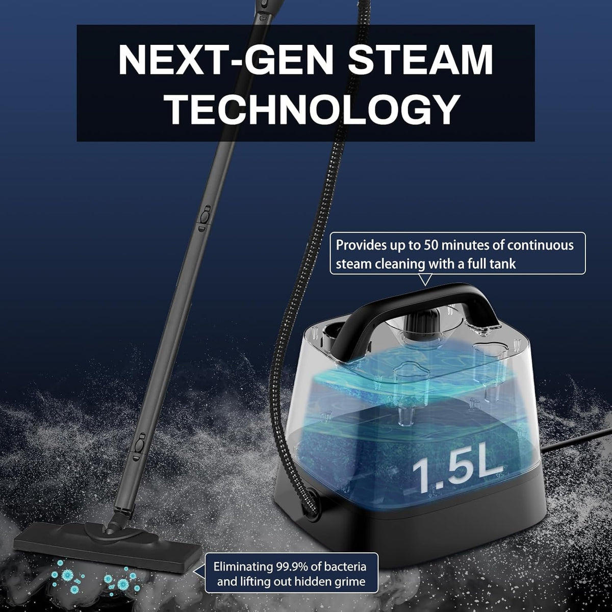 Steam Cleaner with 24-Piece Attachments, Multipurpose Steamer Mop for Home, Floor, Car, Grout