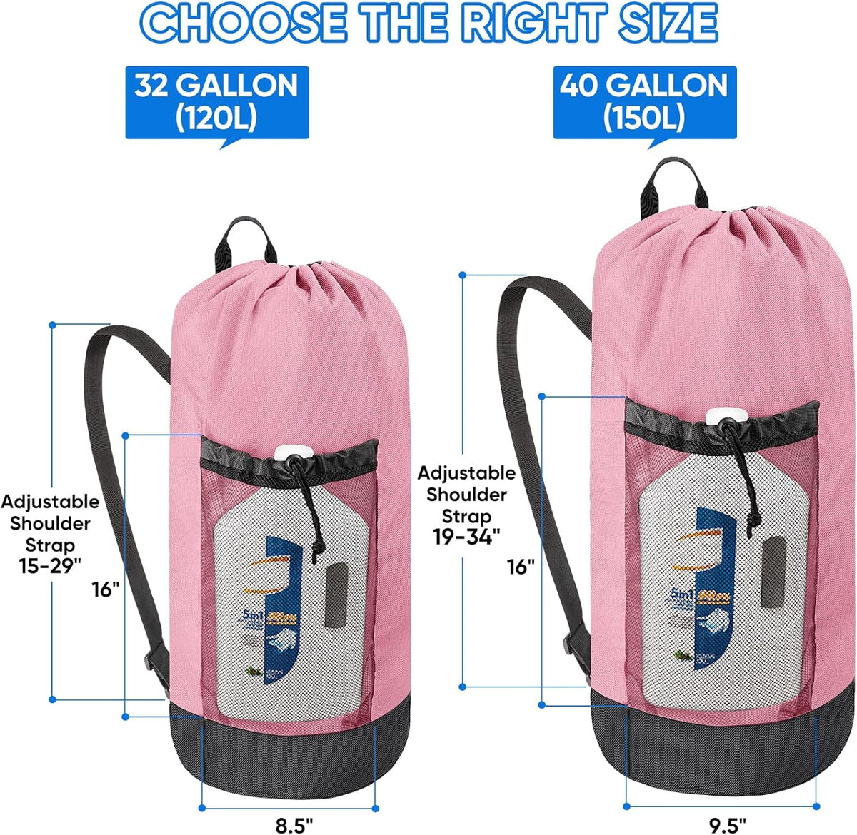 BALEINE 150L Laundry Bag Backpack, 900D Oxford Fabric Large Travel Laundry Bags with Shoulder