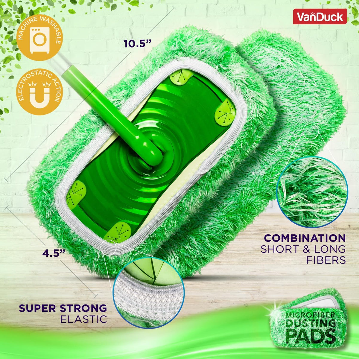 VanDuck Floor Duster Refill Compatible with Swiffer Sweeper Mop (2 Pack) - Microfiber Pet Heavy