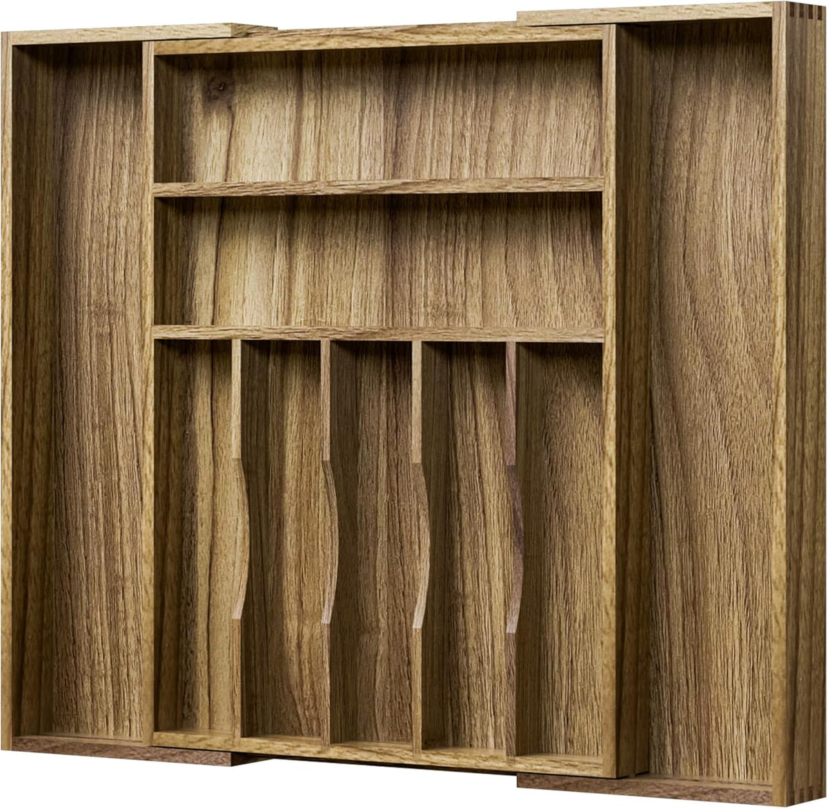 Acacia Wood Kitchen Silverware Drawer Organizer, Expandable Utensil Cutlery Drawer Organizer with