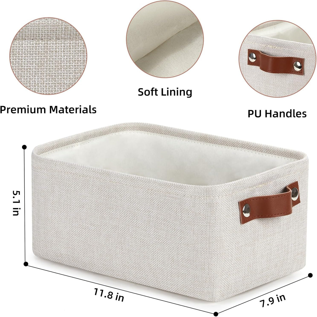 DULLEMELO fabric storage baskets | 11.8x7.9x5.1 inch small baskets for organizing Closet Set of 2