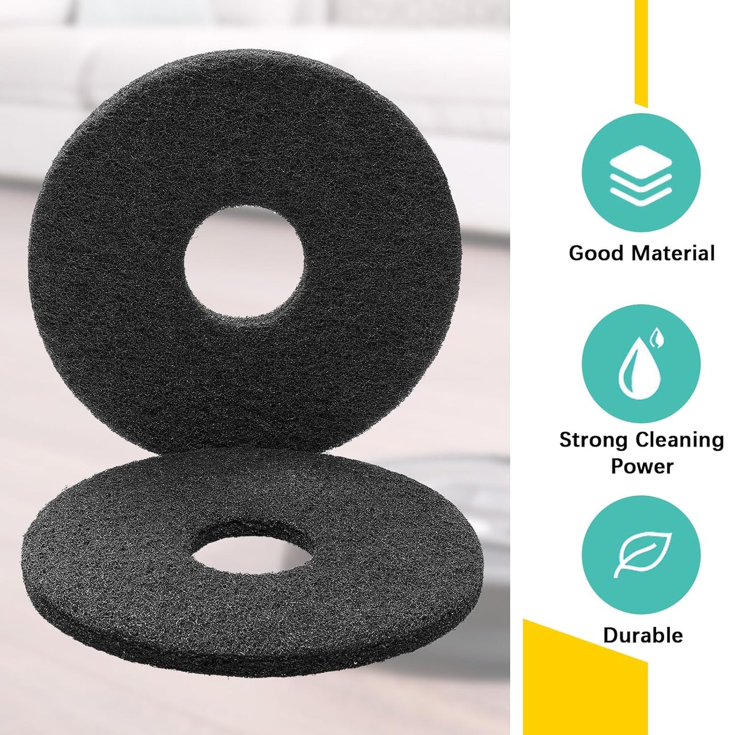 12" Black Scrubbing Pads Commercial Cleaning Orbiter Pads-Maintenance Non Woven for Floor Buffer