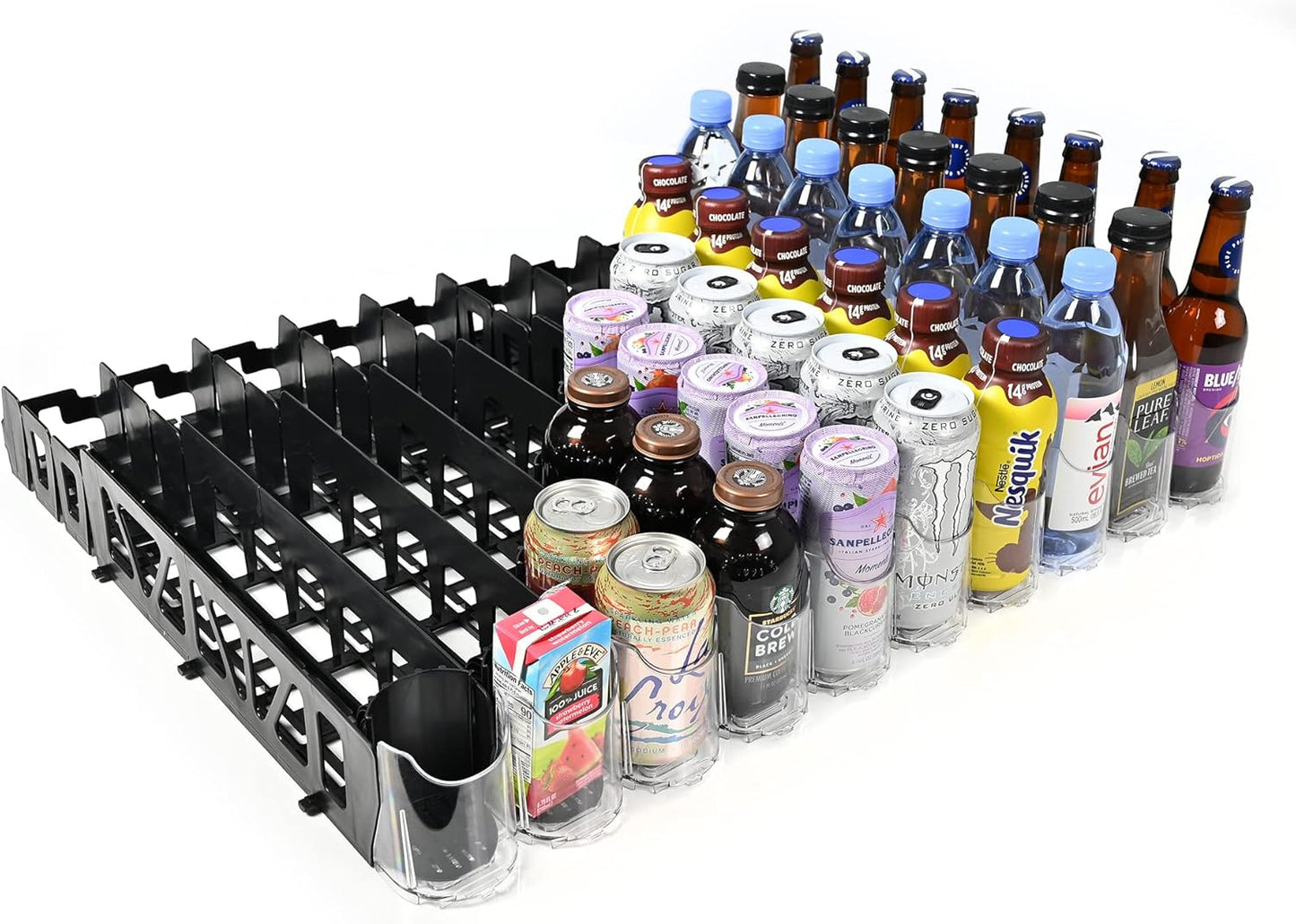 Visi-FAST Spring Push Drink Dispenser, Refrigerator Organizers and Storage for 12/16 oz Beverages