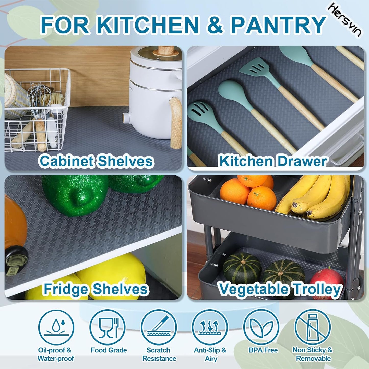 Shelf Liners 24 in x 20 ft EVA Drawer Mats, Non-Adhesive Cupboard Pad, Kitchen Cabinet Lining