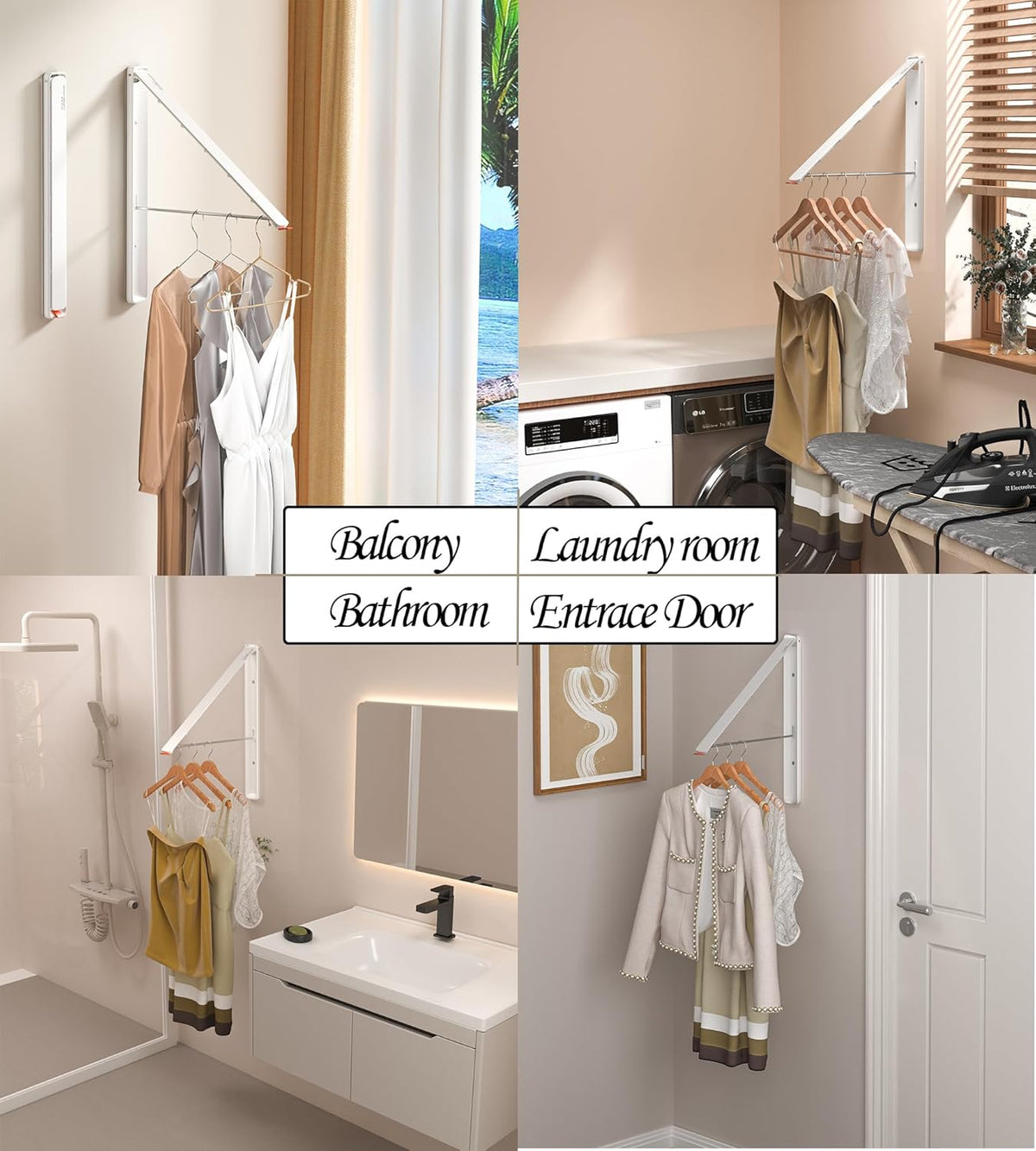 Dr.DJ Clothes Drying Rack, Wall-Mounted Retractable & Foldable Clothes Hanger for Laundry Room