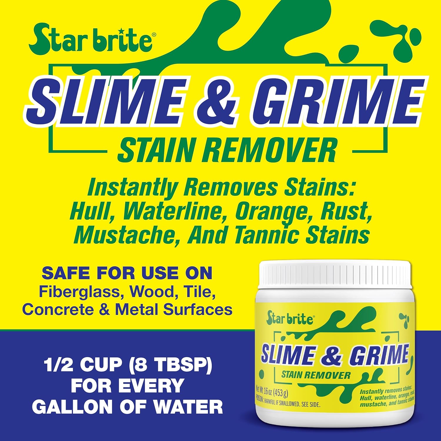 STAR BRITE Slime & Grime Stain Remover - Concentrate Makes 5 Gallons - Remove Tarnish, Rust & Tough