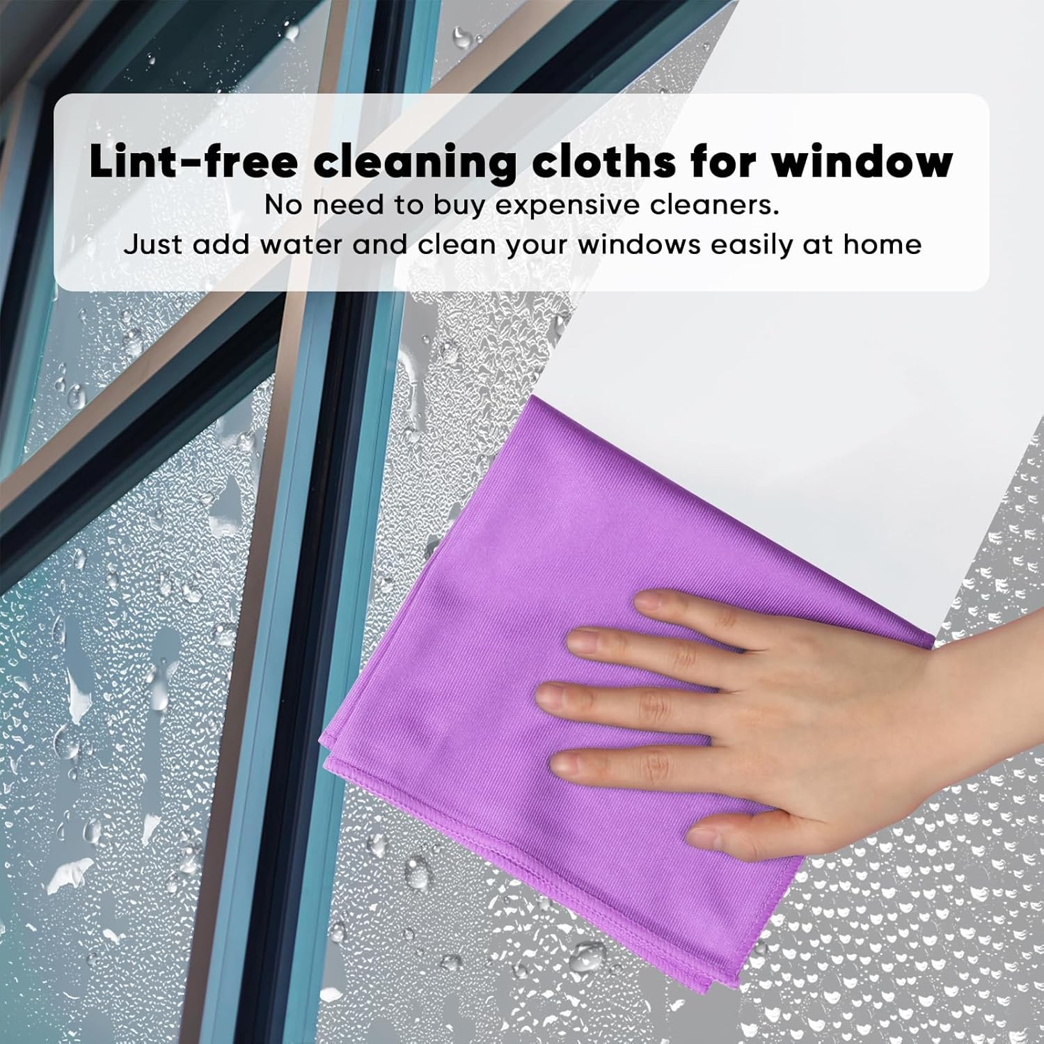 HOMEXCEL Microfiber Glass Cleaning Cloths 6 PK, Lint Free Streak Free, Reusable Microfiber Cleaning
