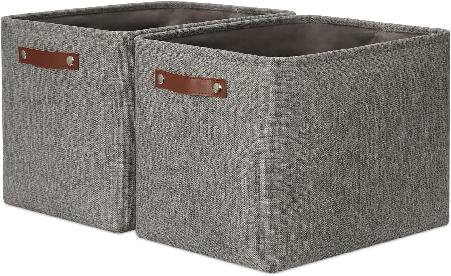 DULLEMELO Grey Storage Baskets for Organizing 2 Pack 16"x12"x12" Fabric Shelf Baskets for Gifts