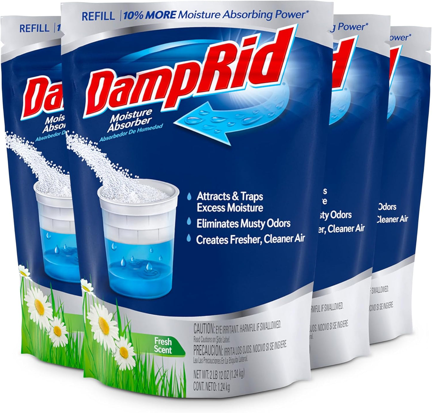 DampRid Refill Bag, 4-Pack - Fresh Scent Moisture Absorbers for Rooms with Excess Humidity