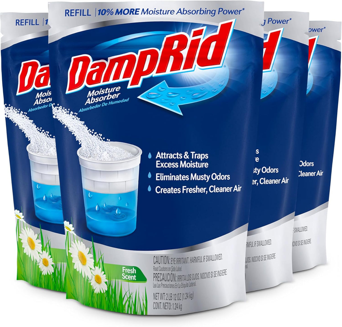 DampRid Refill Bag, 4-Pack - Fresh Scent Moisture Absorbers for Rooms with Excess Humidity