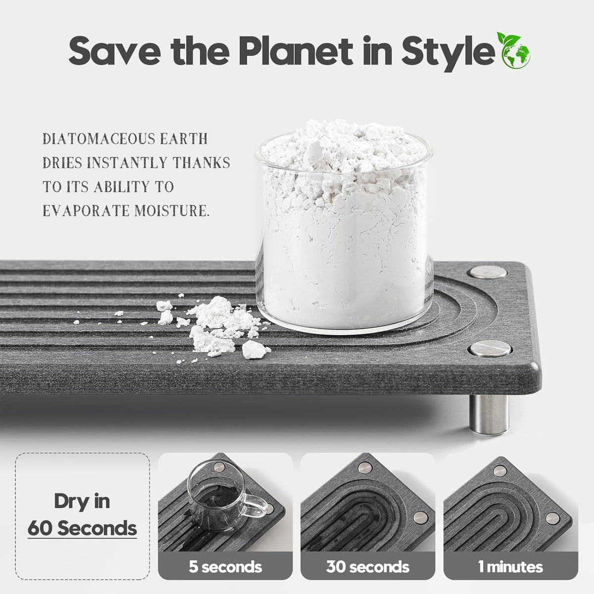 Water Absorbing Stone Sink Caddy Kitchen Sink Organizer Tray, Diatomite Bathroom Counter Tray