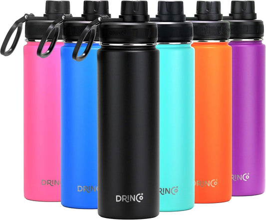 Drinco Stainless Steel Water Bottle Spout Lid Vacuum Insulated Double Wall Water Bottle Wide Mouth
