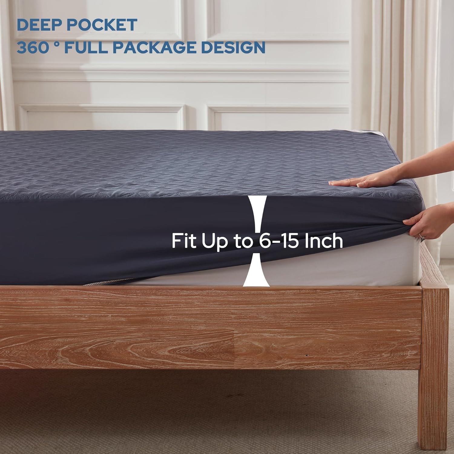 BEDLORE Waterproof Mattress Protector, Twin Size Noiseless Mattress Pad with Deep Pocket 6"-15"