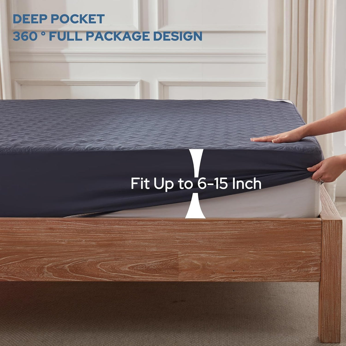 BEDLORE Waterproof Mattress Protector, Full Size Noiseless Mattress Pad with Deep Pocket 6"-15"