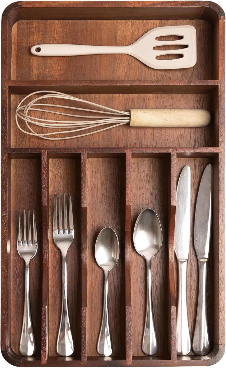 KitchenEdge Silverware Organizer - Cutlery, Flatware, and Utensil Holder for Kitchen Drawers, Fixed