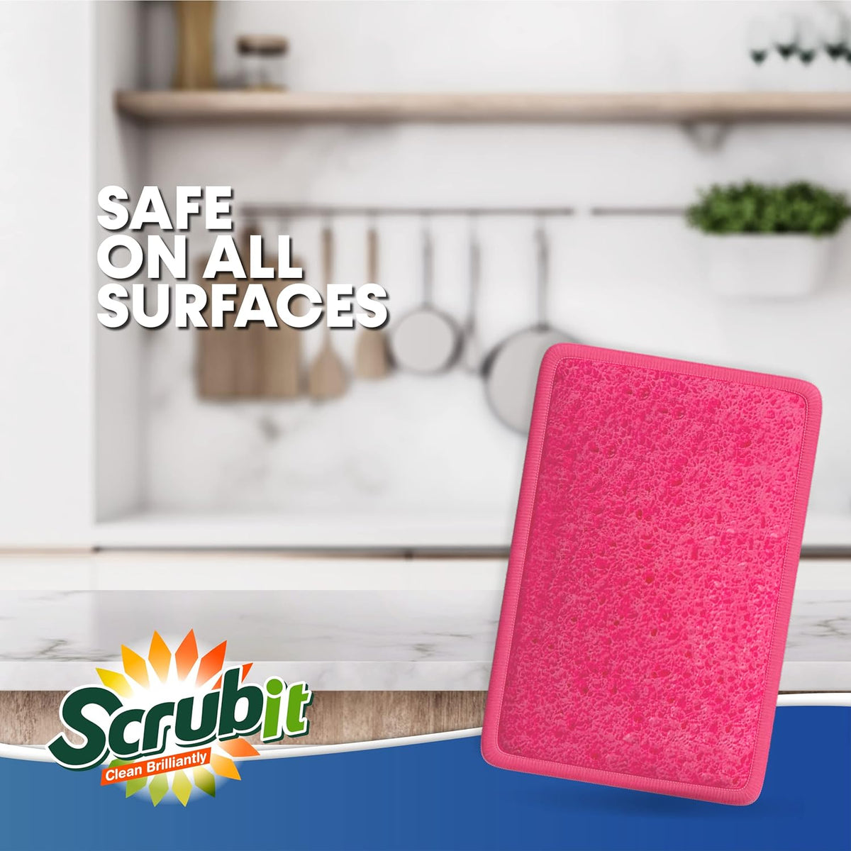 Scrub and Wipe Scrubbing Pads [10 Pack] – SCRUBIT Dual Sided Scouring Pad and Sponge - Reusable