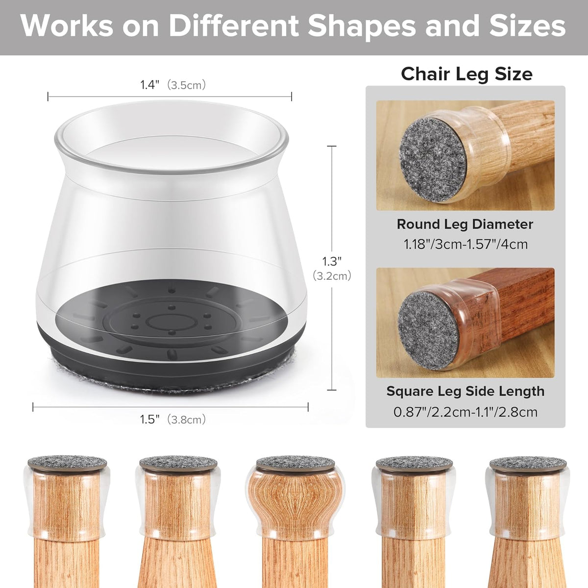 24PCS Upgraded Silicone Chair Leg Floor Protectors for Hardwood Floors, Furniture Sliders for Chair
