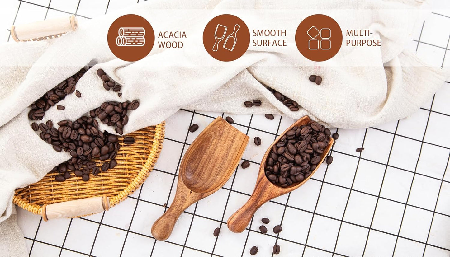 Wooden Coffee Scoop, 4 Pcs Coffee Spoons for Ground Coffee, Tea, Sugar, Wooden Scoops for Jars