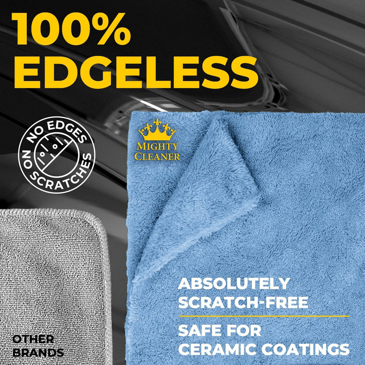 Edgeless Microfiber Towels for Cars – 6pk (12”x12”) - 540 GSM - Super Soft Detailing & Buffing