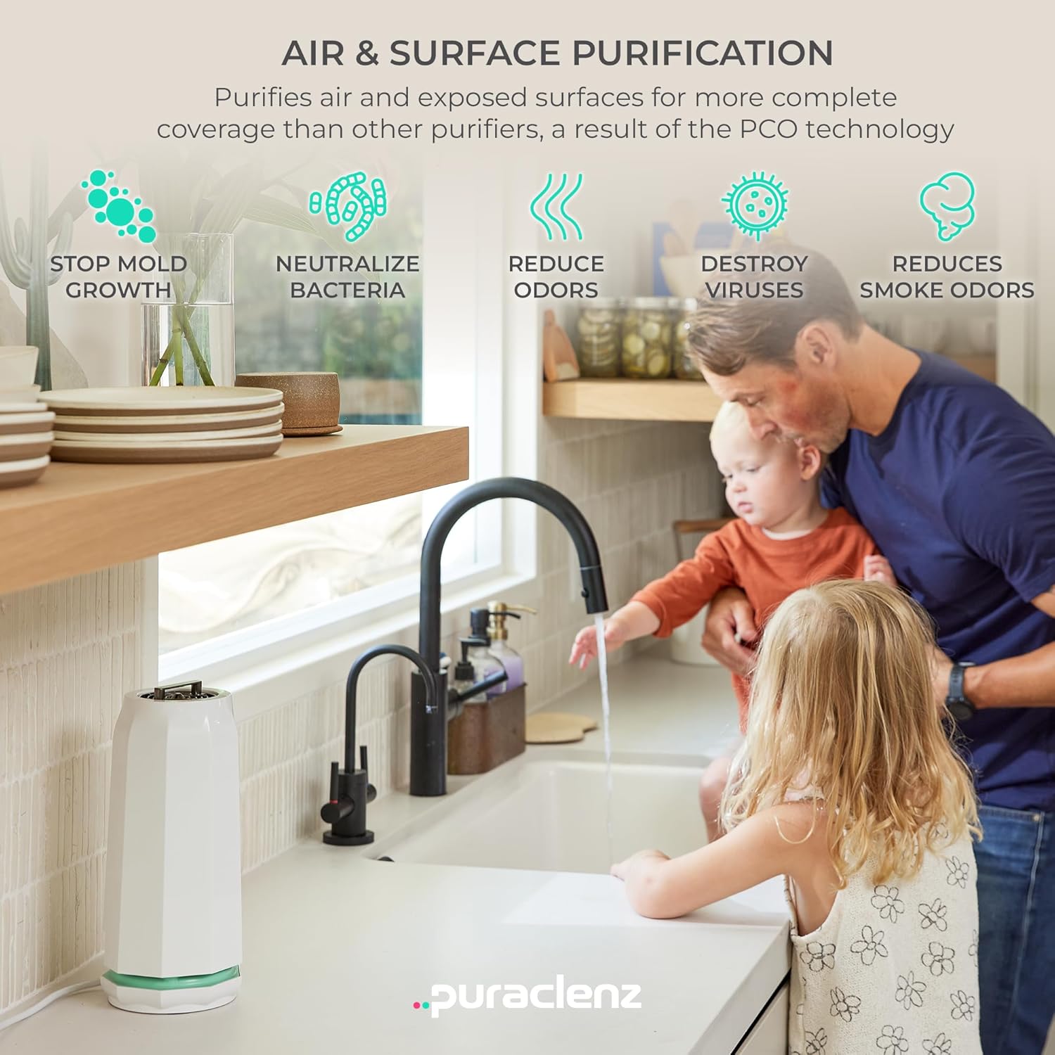 Puraclenz Photon P3000X Air Purifier for Home, Air & Surface Purification, Up to 3000 sqft, Removes