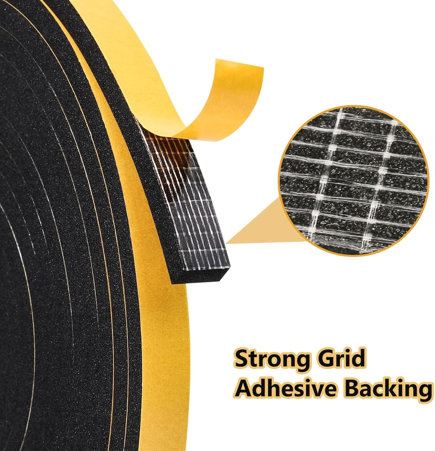 13Feet Weather Stripping (1/2 Inch X 2/5 Inch) Door Seal Strip, Strong Adhesive, Lightproof