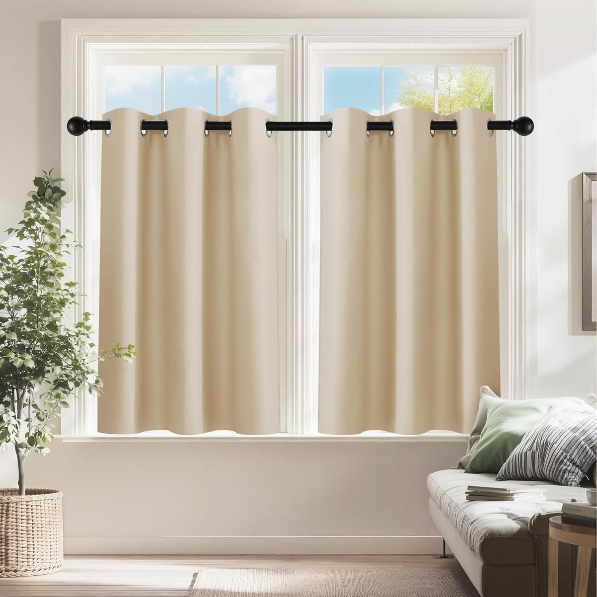 PONY DANCE 30 Inch Length Curtains - 2 Panels Blackout Thermal Insulating Small Curtain Tiers for