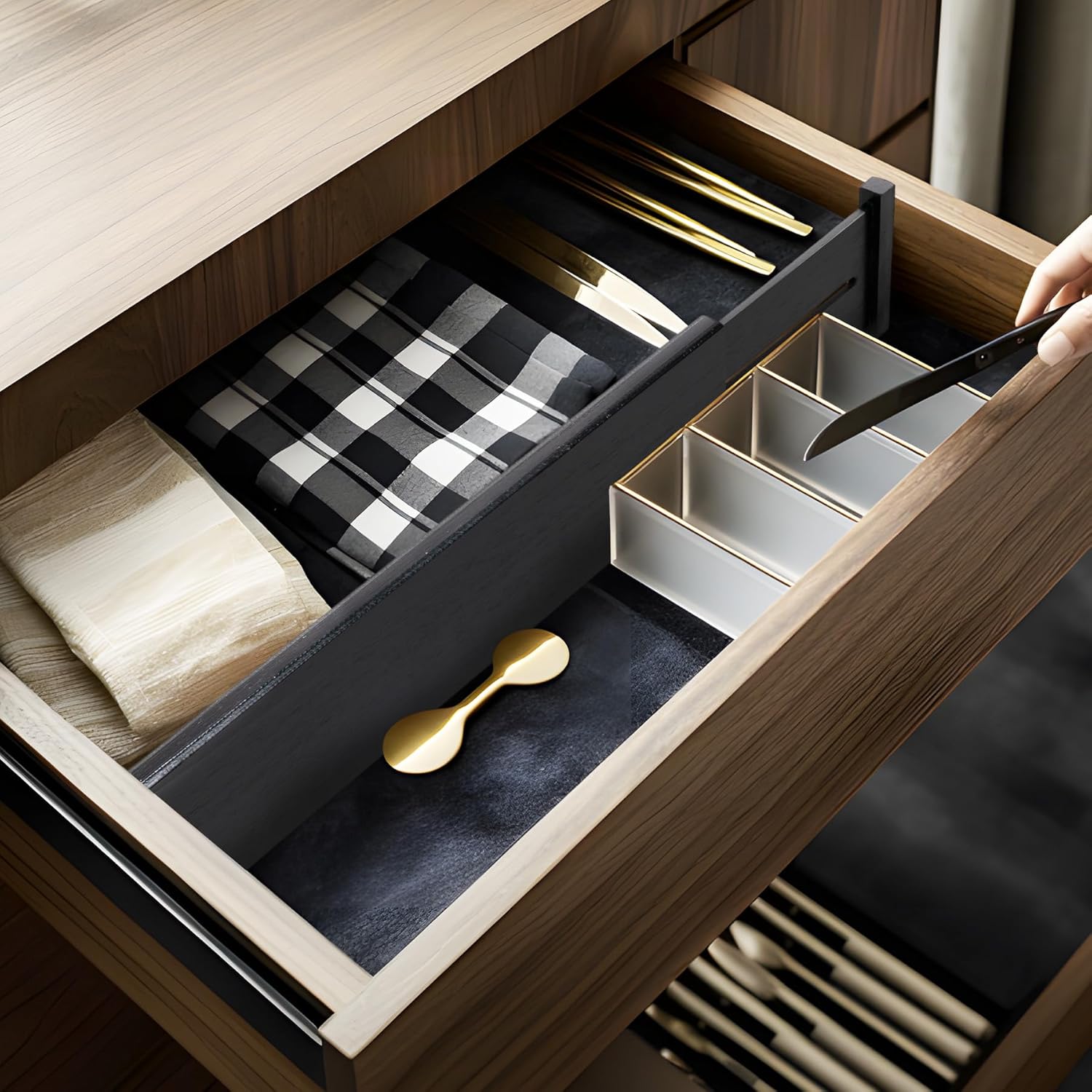 Utoplike Bamboo Drawer Dividers Large, 4'' High Adjustable Kitchen Drawers Organizers for Clothing