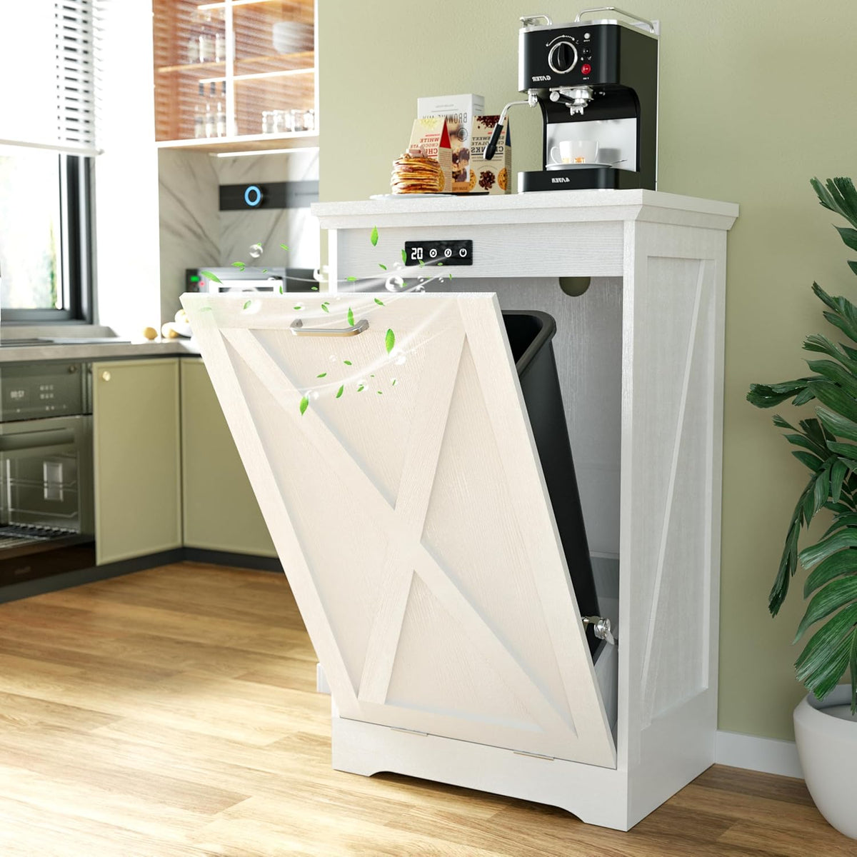 Betterhood TOLEAD Tilt Out Trash Can Cabinet, Hidden Trash Bin with Deodorizing & Negative Ion