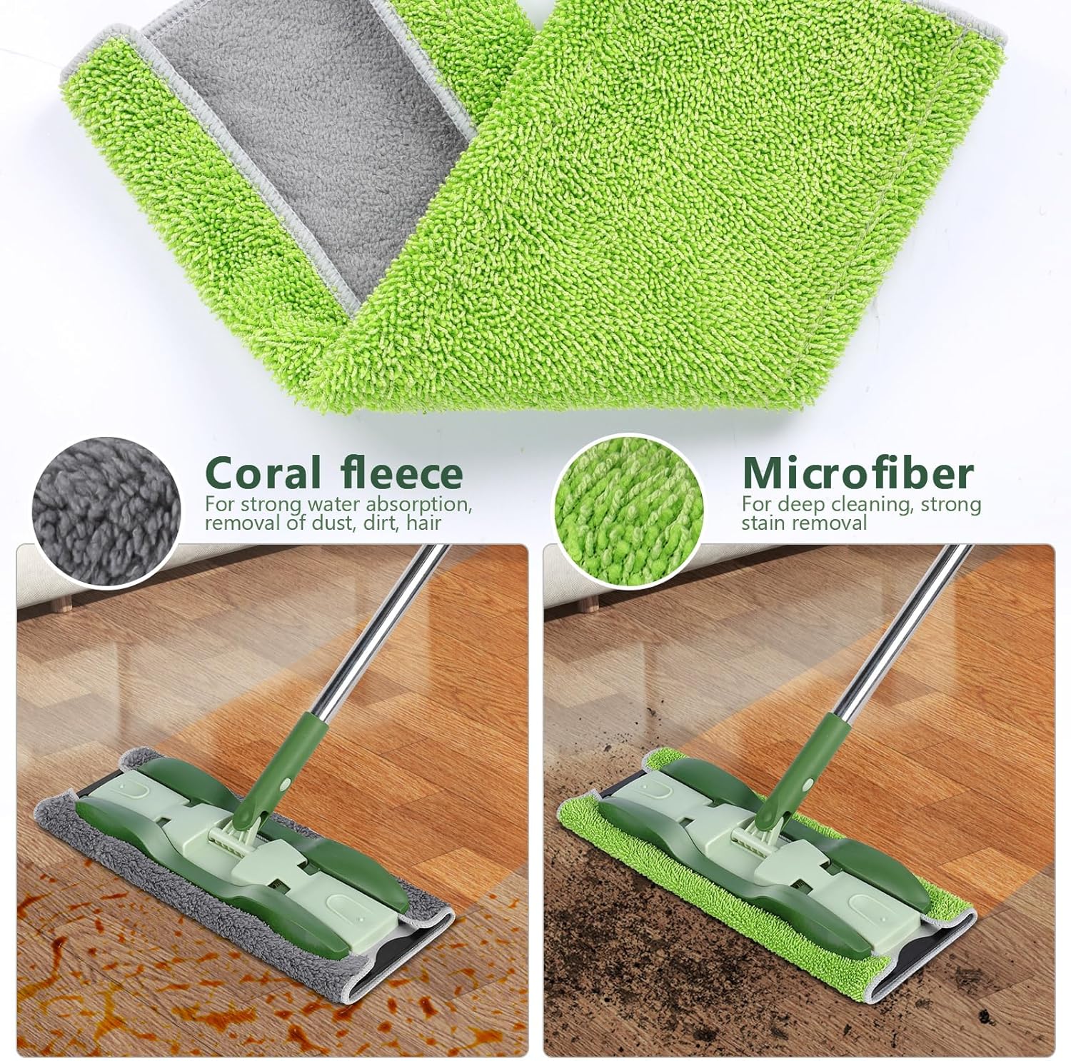 Microfiber Mops for Floor Cleaning,Masthome Professional Floor Mops with Washable Pads 4pcs,Wet Dry