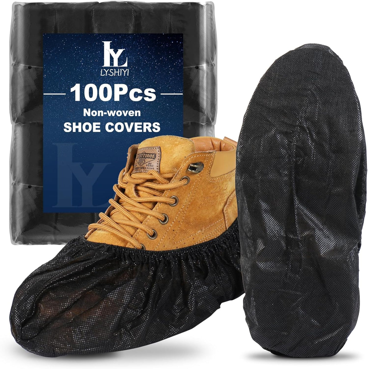 100Pcs Shoe Covers Disposable Non Slip, Large Size Non-Woven Boot Covers, Breathable and Durable