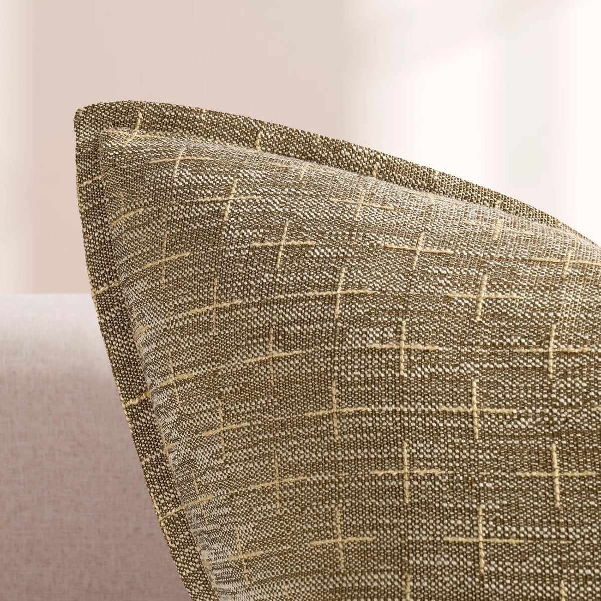 ZWJD Pillow Covers 18x18 Set of 2 Soft Polyester Textured Pillow Covers with Stylish Flange Edge