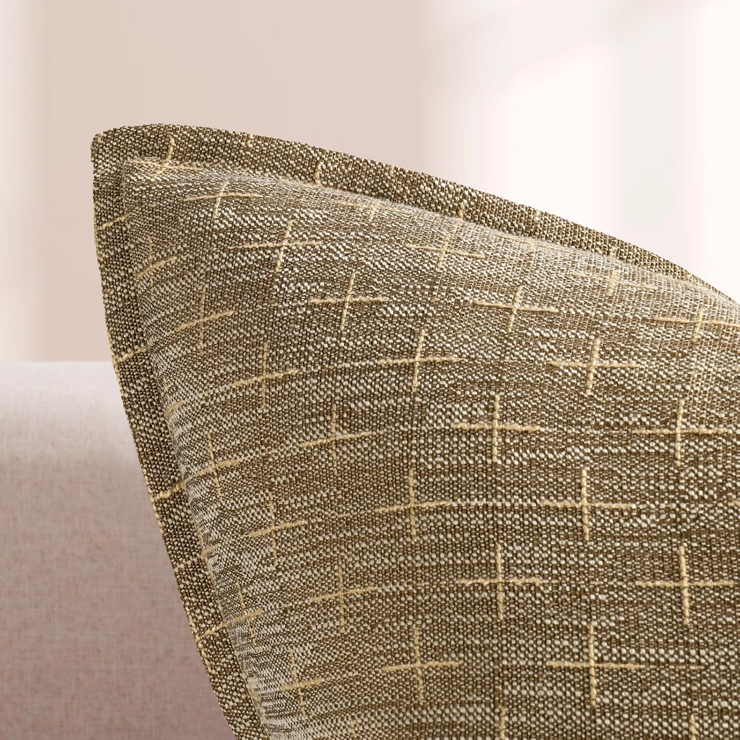 ZWJD Pillow Covers 18x18 Set of 2 Soft Polyester Textured Pillow Covers with Stylish Flange Edge
