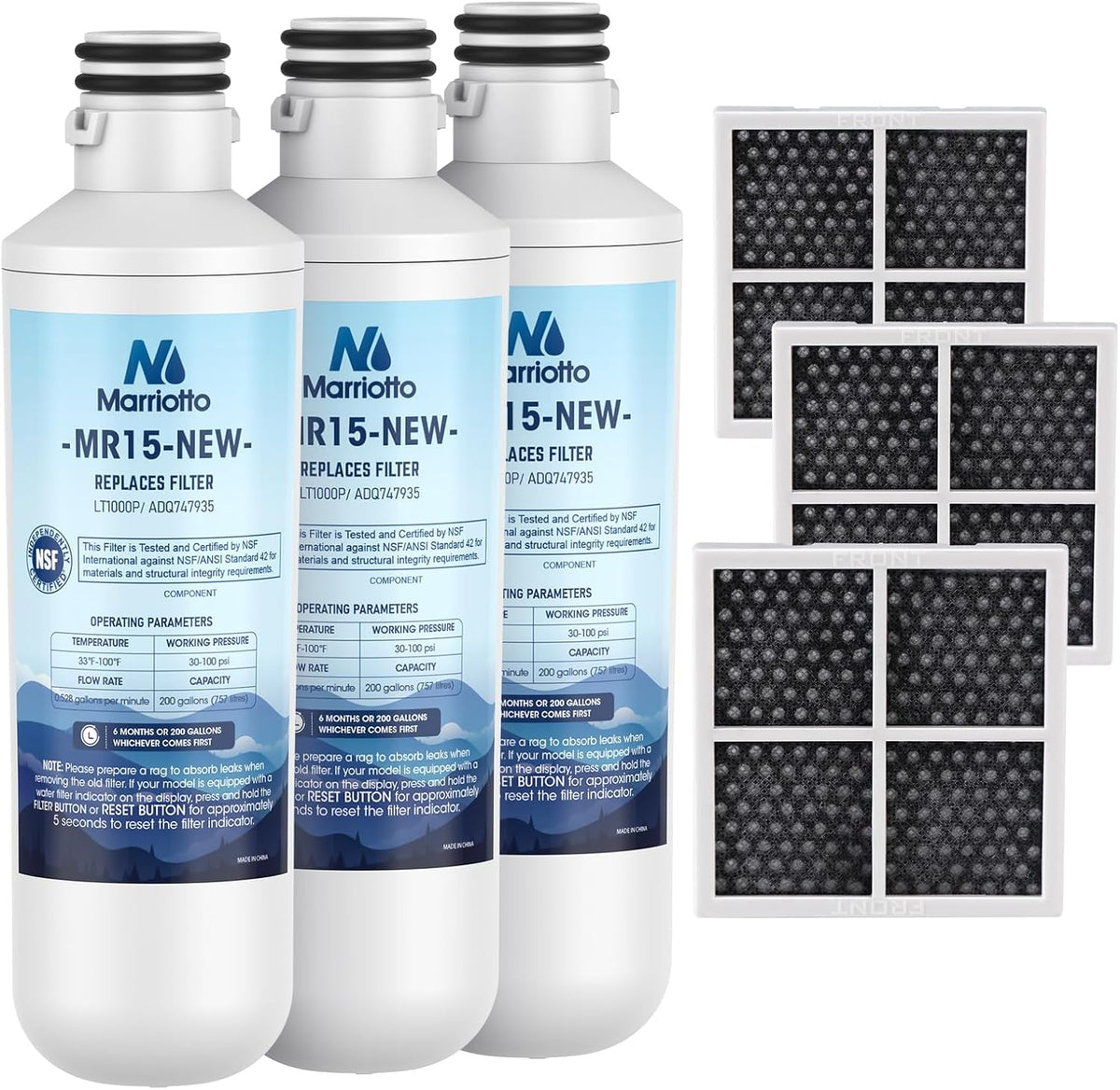 MARRIOTTO Water Filter LT1000PC Replacement for Refrigerator and LT120F ADQ73334008 Fresh Air