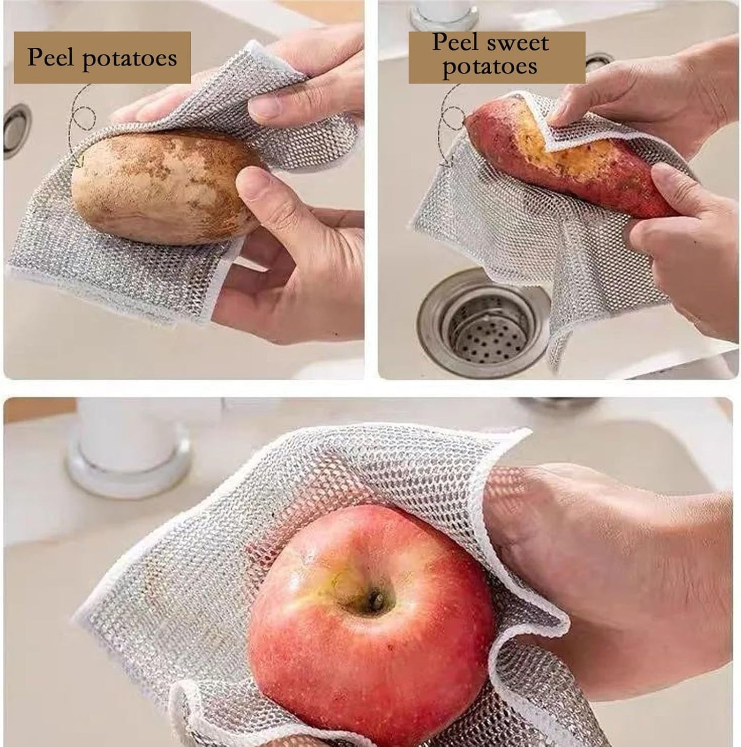 10PCS Double Wet and Dry Wire Dishcloth, Stainless Steel Scrubber, Multi-Purpose Wire Miracle