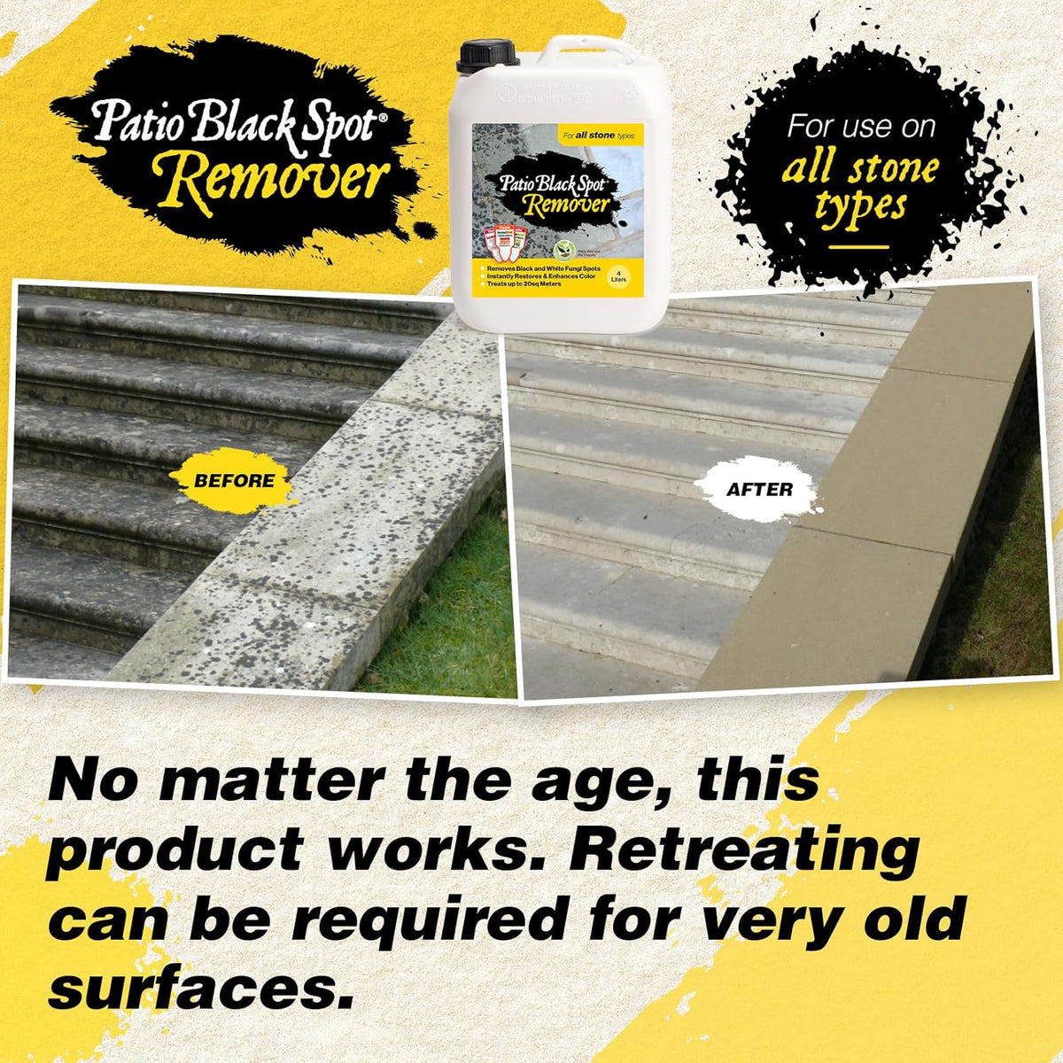 Remover - for All Stone Type - Restore Natural Colour - Removes Staining Caused by Black Lichen