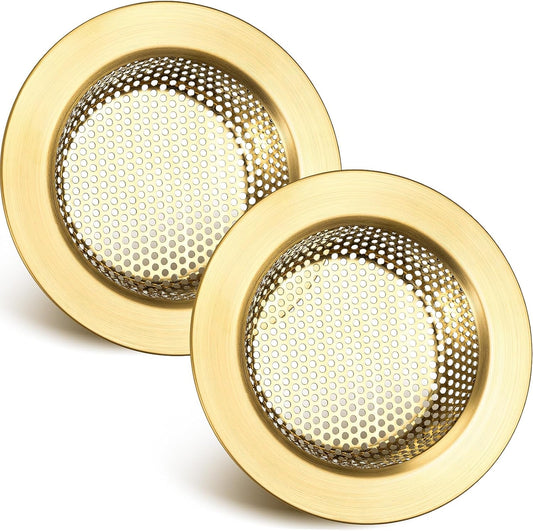 Retisee 2 Pcs Sink Strainer Stainless Steel Kitchen Sink Drain Strainer Basket Cover Mesh Hair Food