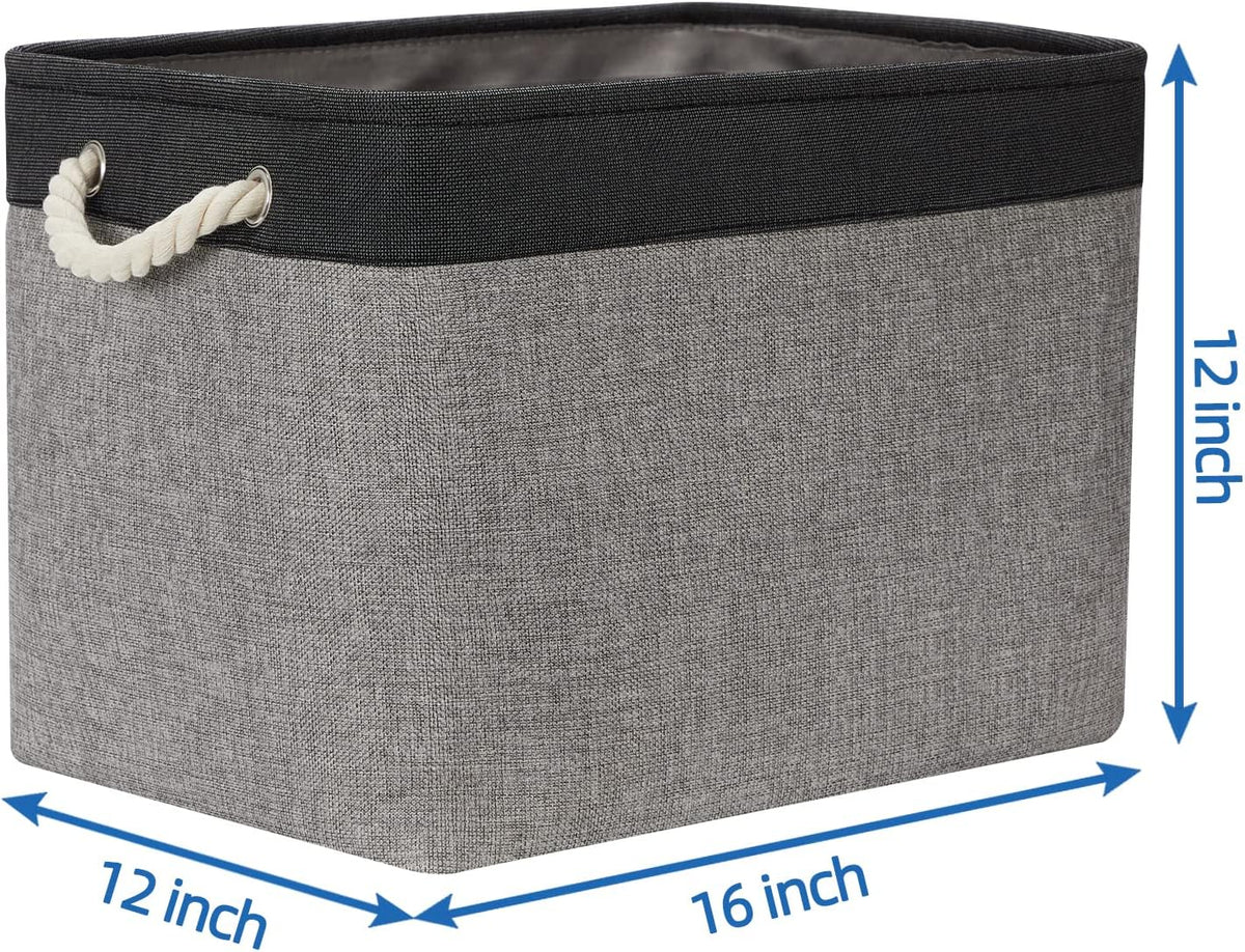Temary Large Storage Baskets 2 Pack Cloth Basket for Shelves Collapsible Decorative Storage