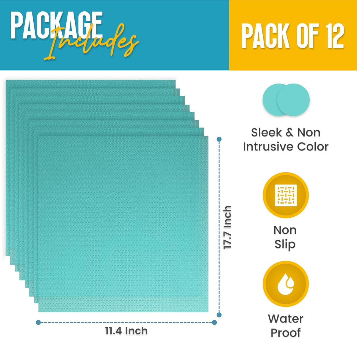 Refrigerator Liners for Shelves (12 Pack) by Linda’s Essentials - Non-Adhesive Shelf or Drawer