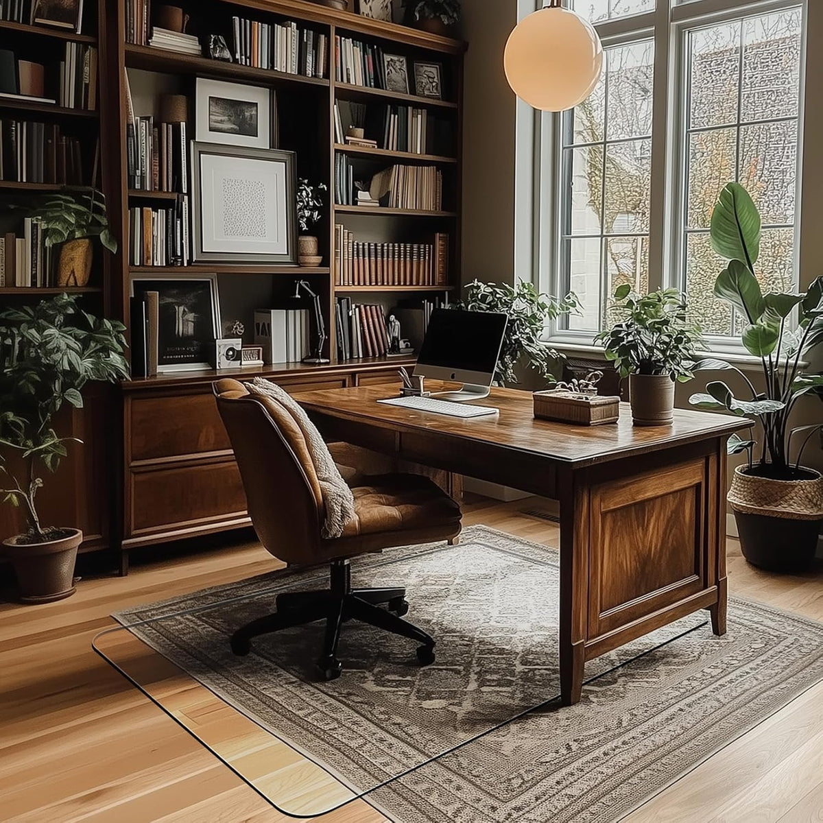 Office Chair Mat for Carpet & Hardwood, Upgraded 29" x 42" Dual Use Tempered Glass Chair Mat for