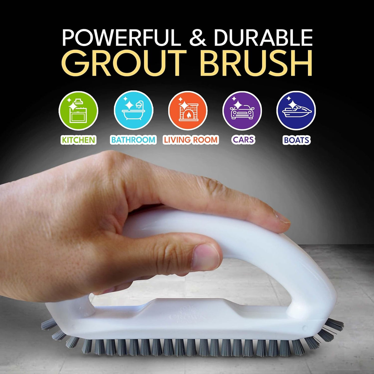 Grout Cleaning Brush Set (4 Pcs) Heavy Duty Hand Grout Scrub Brush & Detail Cleaning Brush Set for
