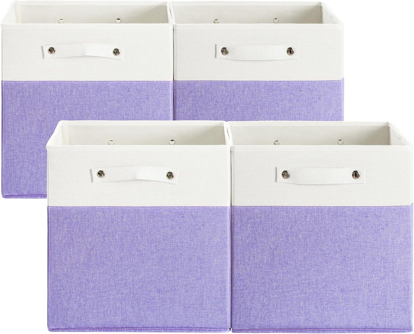 13 x 13 Inch Fine Linen Storage Bins with Handles，Fabric Cube Boxs，Collapsible Basket Organizers
