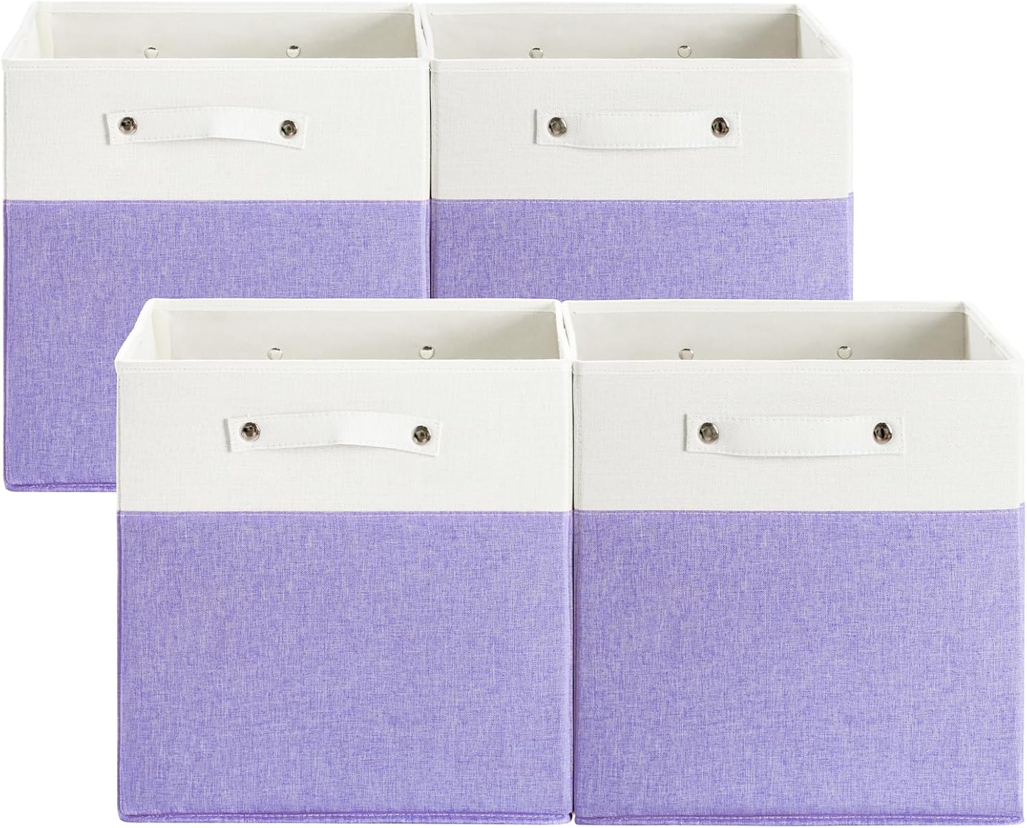13 x 13 Inch Fine Linen Storage Bins with Handles，Fabric Cube Boxs，Collapsible Basket Organizers