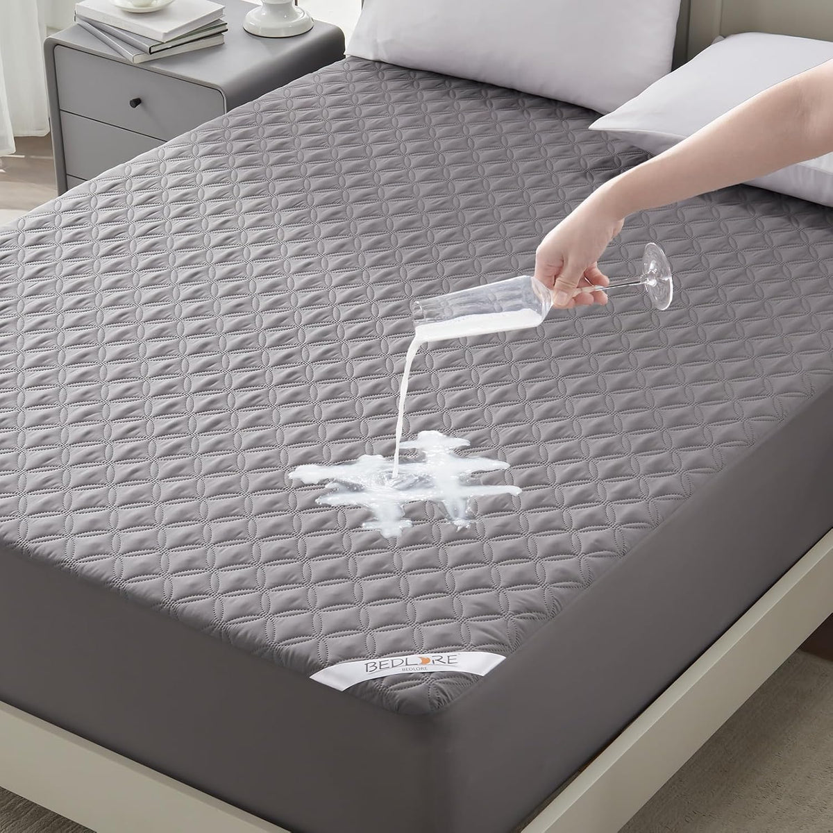 BEDLORE Waterproof Mattress Protector, Noiseless California King Size Mattress Pad with Deep Pocket