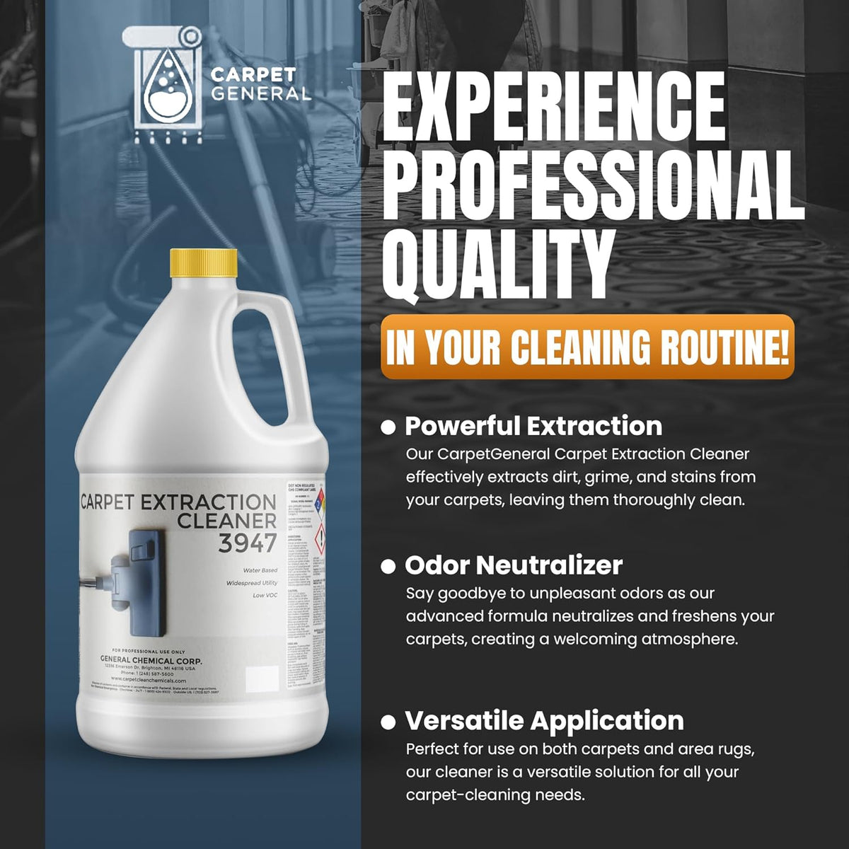 Carpet Extraction Cleaner - Water-Based Professional Deep Clean Carpet Cleaner Solution for Machine